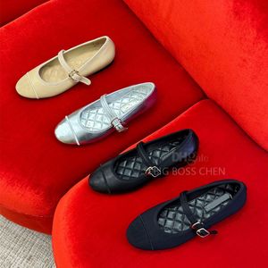 Top quality Cloth Mary Jane Ballet flat shoes strap sandal loafers womens flat Dress shoes Luxury designer shoes Office shoes Black white