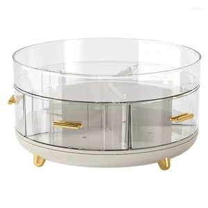 Storage Boxes Double Box Countertop Bathroom Organizers And Rotates 360 Degrees With 5 Divider