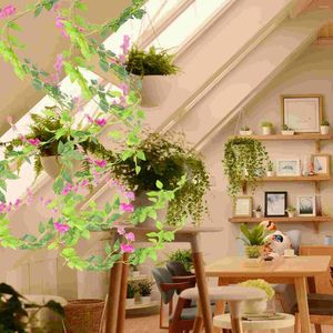 Dekorativa blommor Simulerade Wisteria -remsor hängande Vine Decor Artificial Wedding Fake Christmas Tree Plants Silktyg hem