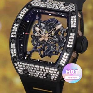 Luxury Watch Cool Rakish Mechanical Wrist Watches TV Factory RM055 Original Diamond With Perspective Bottom Temperament Man och Female Student 2023 New New