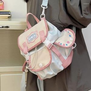 Sacos escolares rosa branco kawaii cão bonito dos desenhos animados mochila estudante saco grande capacidade de armazenamento commuter mulheres