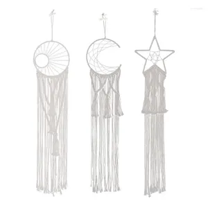 Gobelin ręcznie tkany Macrame Wall wiszący gobelin z Tassels Moon Dream Catchers Bohemian Decoration for Home Bedroom Wedding B03E