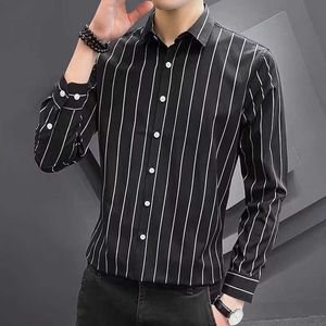 Shirt Mens Short Sleeved 2024 New Striped Cropped Jacket Spring/summer Business Slim Fit Clothing