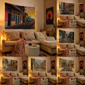 Tapestries Tapestry Wall Decor European Beautiful Town Street Scene Home Decoration Bedroom Hanging Background Cloth