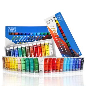 12/24 Colors 15ML Acrylic Paint Set Color Paint For Fabric Clothing Nail Glass Drawing Painting For Kids Waterproof Art Supplies 240318