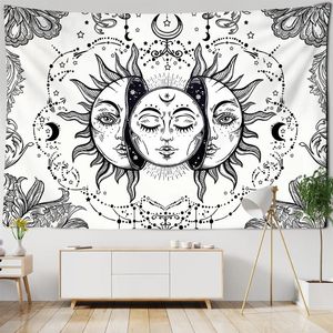 Wandteppiche, Hippie, himmlisches Mandala, Mond, Sonne, Wandteppich, Wandbehang, großes böhmisches Stoffdekor