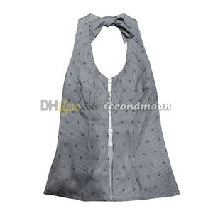 Top sexy con scollo all'americana da donna, gilet traspirante senza schienale, con bottoni in strass, canottiera a righe