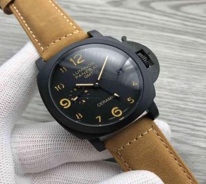 Panarai Men039S Watch Automatic Mechanical Movement Fine Steel Case Mineral Mirror Leather Strap5641350