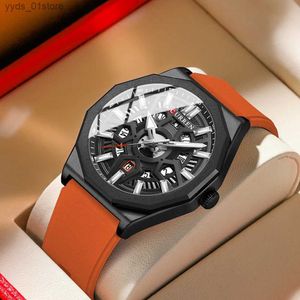 腕時計は、男性の明るい手のための新しいカジュアルホローデート手首と一緒にファッションクリエイティブクォーツEsをファッションクリエイティブクォーツes l240402