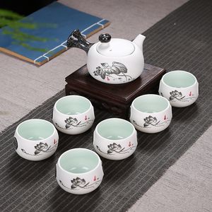 Пятно 7 головок снежинка глазурь чайный сервиз кунг-фу подарочный набор керамический чайный сервиз офисный домашний чайник чашка