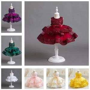 New childrens dress sequin princess dress high-end one year banquet dress for baby girls 240318