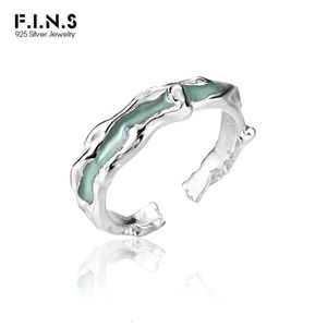 FINS Ordine personalizzato Smalto S925 Argento sterling Indice a forma irregolare Anelli a dito medio per donna Uomo Gioielli impilabili per feste 240322