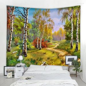 Tapestries Nordic Natural Scenery Tapestry Sunshine Maple Forest Decoration Wall Art Blanket