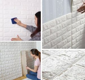10pcs PE Foam 3D Self Adhesive DIY Panel Wall Stickers Decor Embossed Brick Stone1605556