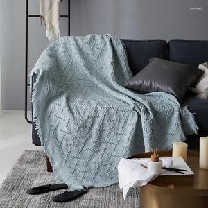 Filtar 2024 Modern enkel solid färg soffa handduk täcker bekväm elegant stickad kast filt hem dekoration grå sängöverdrag