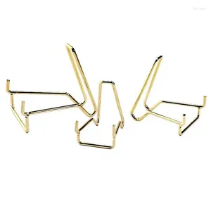 Hooks Plate Stand 3pcs Gold Picture Holder Storage Rack Metal Easel Display Dish Tabletop Art Pictures Frame Po Decorative