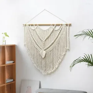 Wandteppiche, Boho-Quasten-Wandteppich, Makramee, gewebte Kunst, Bunting-Banner, 99,9 x 99,9 cm, modernes böhmisches Dekor, Wandteppich