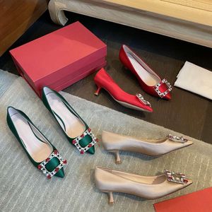 Autumn New Style Small Fragrance French Colorful Sparkling Diamond Pointed Shallow Mouth Fairy High Slim Heels Wedding Trendy Women's Single Shoes