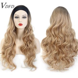 Parrucche VDFD Banda di testa parrucca sintetica Long Bionda Ombre Natural Wave Hair for Black Women Daily usa Wig Wig Principiante