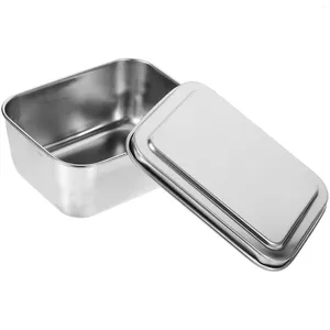 Double Boilers Stainless Steel Square Flat Plate Tiramisu Vessel With Lid Thickened Tray Steaming Baking Pan Bread Cake Box