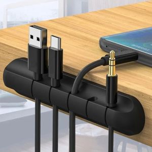 3/5/7 klämmor självhäftande kabel Winder Desktop Wire Earphone Cable Holder Desk Organiser Stationery Office levererar Material Escolar