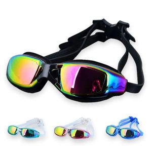 Vattentät UV Anti Fog Swimming Goggles Swim Glasses Professional Swiming Pool Diving Water Eyewear Adult Electropating HD Lens 220401