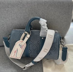 Keepall 25 designers de alta qualidade denim masculino e feminino em relevo bolsa moda ao ar livre bolsa de luxo com zíper bolsa de ombro crossbody