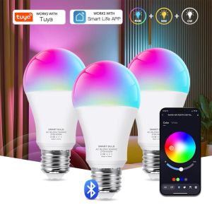 Bluetooth 4.0 Smart LED Bulb Tuya Light Bulbs AC85-265V Dimmable Spotlight Bulb 15W E27 RGB+CW+WW LED Color Change Lamp for Home