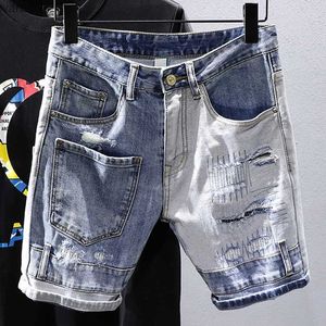 Men's Jeans Supzoo New Arrival Hot Selling Fashion Summer Zipper Flying Stone Wash Casual Patch Work Cotton Jeans Shorts Mens Goods Denim PocketsL2404