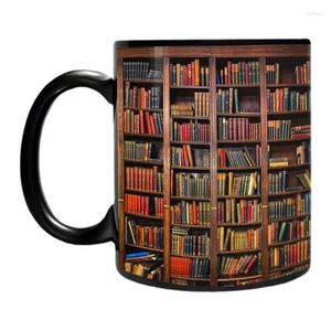 Mugs Library Bookshelf Mug Creative 3D Bookshelves Coffee Tea Cup Space Design Ceramic Kitchen Accessories