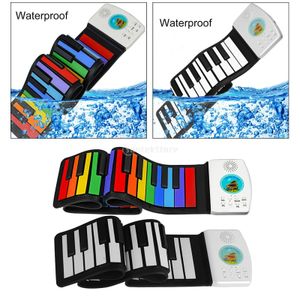Taşınabilir 49 Tuşlar Esnek Roll Up Piyano Katlanır Silikon Elektronik Klavye Çocuk Erken Öğrenme Müzik Oyuncak 240327