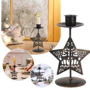 Castiçais de Natal Metal Tealight Castiçal Retro Estrela Em Forma de Luz Xmas Stand Mesa Central Decoração para Casamento