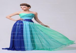 Färgglada balklänningar 2015 Sweetheart Pleated Bodice Pärlade Rhinestones Chiffon Floor Length Evening Dresses6980001
