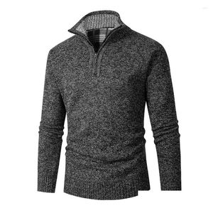 Mens Suéteres Homens Outono Inverno Quente Malha P Jumper Forrado 1/4 Zip Up Funnel Neck Plover Sweater Moda Drop Delivery Vestuário Clothi Dh2Px