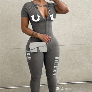 Wholesale Women Jumpsuits Designer 2024 New Slim Sexy Fashion Long Sleeved Letter Printed Pants Rompers 2 Colours