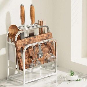 Kitchen Storage 1PC Stainless Steel Holder Floor Type Lid Rack Board Organizer Knife Tableware Cutting Shelf Pot Ho E4R4