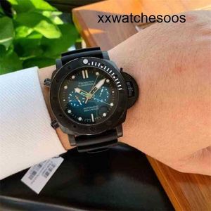Men Sports Watch Panerais Luminor Automatic Movement Series Super Diamond Carbon Coated Silicone Waterproof Watch