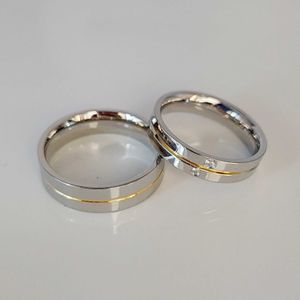 Anéis de banda de alta qualidade ocidental italiano coreano 18k banhado a ouro jóias de aço inoxidável anel de casamento conjunto de casal
