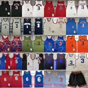 クラシックレトロミッチェルネス1997-98バスケットボール3アレニバーソンジャージーヴィンテージステッチ6ジュリアンジャーのスローバック通気性スポーツシャツ