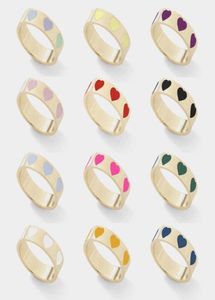 2020 neue minimalistische glänzende Oberfläche tropfendes Öl Liebes-Herz-Ringe für Frauen Lady039s Goldfarbe Rot Grün Fingerring Männer Jewelr5363088