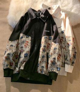 Giacche Men039s Funny Cartoon Bear Coates Bomber Bomber Splicing Collardown Collar Operaio per fianco Autunno Cipper Autunno TR5808405