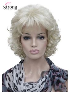 Wigs Strongbeauty Short Full Curly Curly Hair Parrucca per donne Platinum Bionda Colore