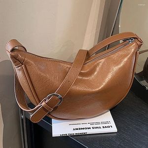 TOTES kadınlar küçük crossbody çanta deri pu hilal şık omuz hamur tatlısı çok yönlü tote koltuklu kız şık çanta