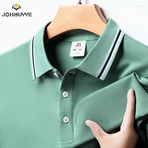 Polos de polos masculinos Moda de mangas curtas sólidas camisa de lapela polo de lapela respirável top confortável