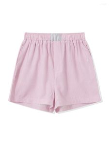 Damen Shorts Frauen Y2K Lounge Rüschen Plaid Elastische Taille Knopfleiste vorne Pyjamahose Boxer Nachtwäsche