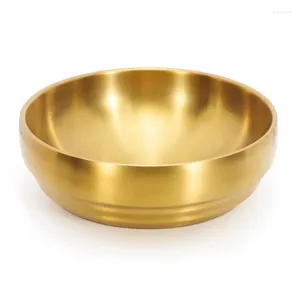 Bowls 7.3In Gold Large Stainless Steel Soup Bowl 35OZ Double Walled Sashimi Dish Unbreakable For Restaurant Home
