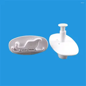 Baking Tools 2pcs Christmas Sleigh Plastic Cake Molds Mould Fondant Cookie Cutter Birthday Decorating Accessories