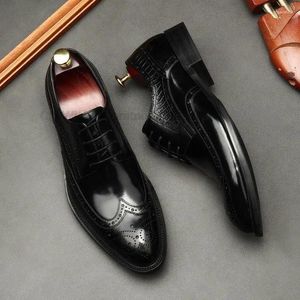 Dress Shoes Size 38 To 46 Luxury Men's Derby Lace-Up Genuine Leather Handcrafted Italian Business Wedding Formal Oxford