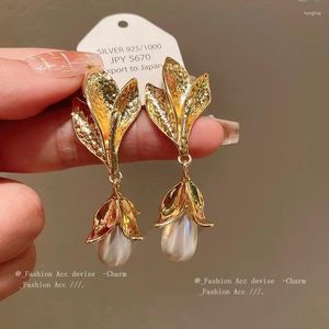 Orecchini penzolanti romantici imitati per la curitta per perle per perle a goccia di acqua alla moda gol di colori eleganti gioielli classici
