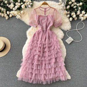 style princess 2024 tea break french highend ing mesh dress womens summer can be sweet and salty temperament fairy skirt